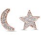 .09ct 14kt Rose Gold Diamond Crescent Moon & Star Stud Earrings