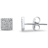 <span>¡CIERRE DE DIAMANTES! </span>Aretes de diamante cuadrados de moda de oro blanco de 14 kt y 0,12 ct