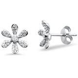 <span>DIAMOND CLOSEOUT! </span>.19ct 14kt White Gold Diamond Trendy Flower Stud Earrings