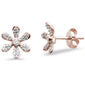 .18ct 14kt Rose Gold Diamond Trendy Flower Stud Earrings