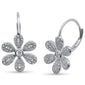 <span style="color:purple">SPECIAL!</span> .42ct 14kt White Gold Flower Drop Dangle Diamond Earrings
