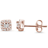 <span>DIAMOND CLOSEOUT! </span> .13ct 14K Rose Gold Modern Square Diamond Earrings