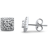 .27ct 14kt White Gold Square Stud Round Diamond Earrings