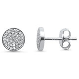 .15ct 14kt White Gold Trendy Micro Pave Round Disc Diamond Earrings