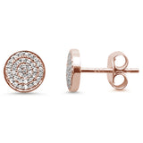 <span>DIAMOND CLOSEOUT! </span>.16ct 14kt Rose Gold Trendy Micro Pave Round Disc Diamond Earrings