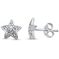 .12ct 14kt White Gold Trendy Star Bezel Set Diamond Stud Earrings