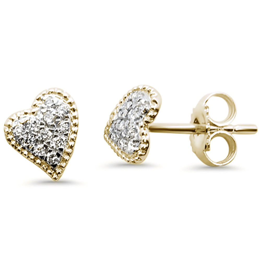 .13ct 14kt Yellow Gold Trendy! Asymmetrical Heart Love Diamond Stud Earrings