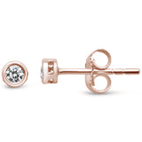 <span>DIAMOND CLOSEOUT! </span>.11ct F SI 14K Rose Gold Round Bezel Set Diamond Stud Earrings