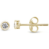 .10ct F SI 14K Yellow Gold Round Bezel Set Diamond Stud Earrings