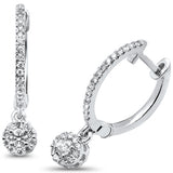.34ct 14kt White Gold Hoop Drop Dangle Stud Diamond Earrings