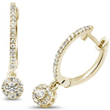 <span>DIAMOND CLOSEOUT! </span>.34ct 14K Yellow Gold Hoop Dangle Modern Diamond Earrings