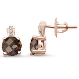 <span>GEMSTONE CLOSEOUT </span>! .71ct 14kt Rose Gold Smoky Topaz & Diamond Stud Earrings