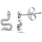 .12ct 14k White Gold Trendy Diamond Snake Serpent Stud Earrings