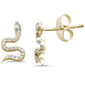 <span style="color:purple">SPECIAL!</span>  .09ct 14k Gold Trendy Diamond Snake Serpent Stud Earrings
