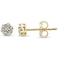 .15ct F SI 14K Yellow Gold Round Flower Diamond Stud Earrings