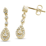 .32ct 14k Yellow Gold Pear Shape Diamond Drop Dangle Earrings