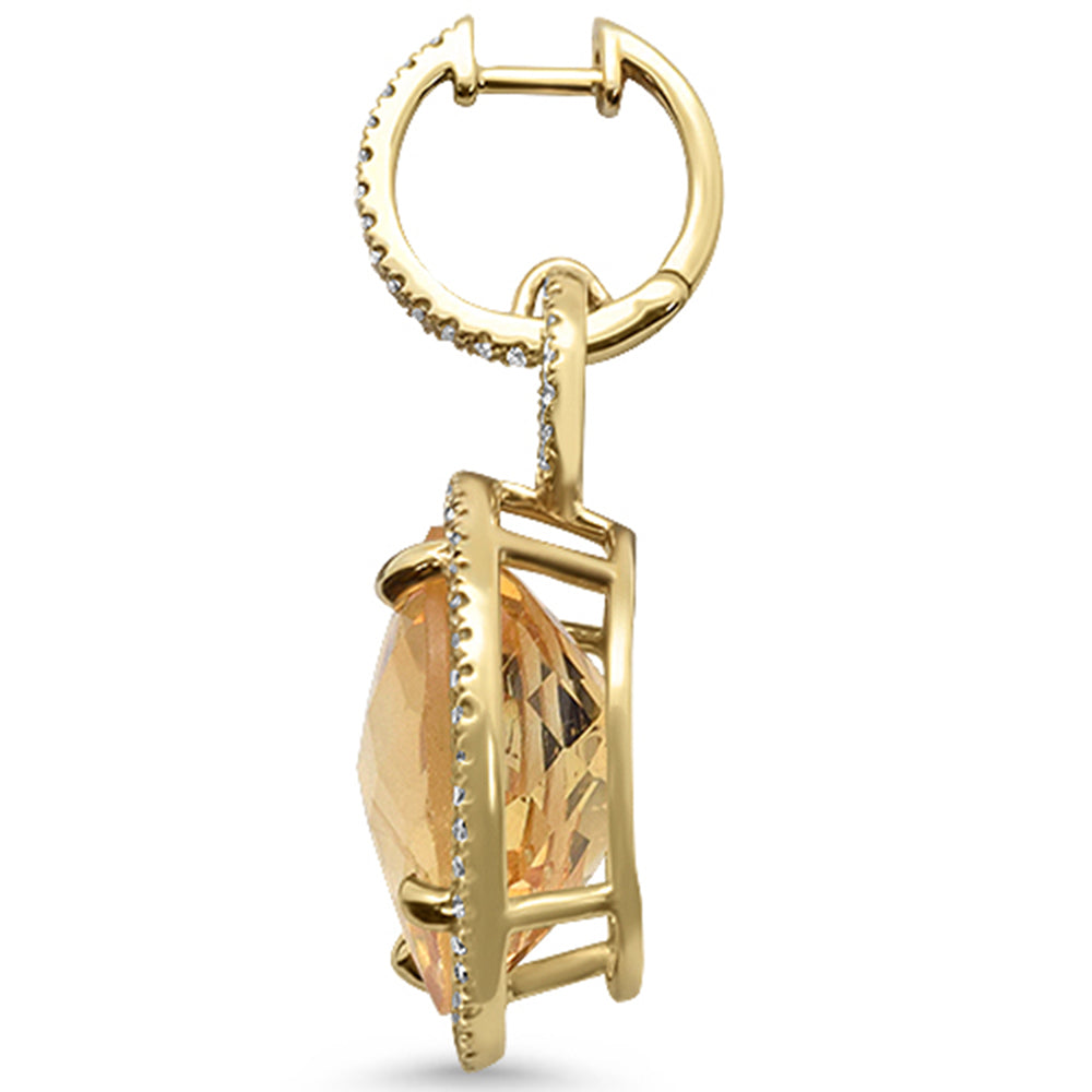 23.44ct 10k Yellow Gold Natural Citrine Drop Dangle Earrings