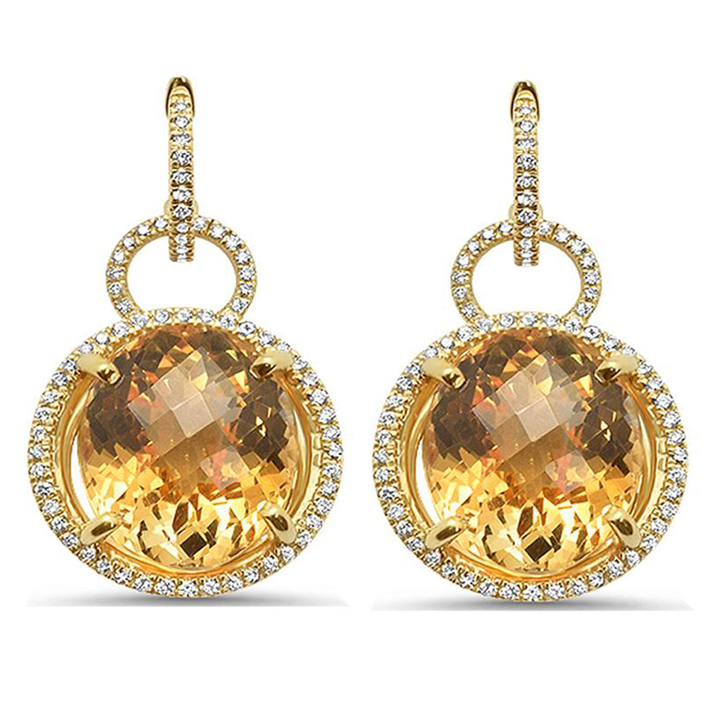 23.44ct 10k Yellow Gold Natural Citrine Drop Dangle Earrings