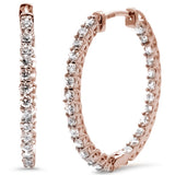 <span>¡CIERRE DE DIAMANTES! </span> Pendientes de aro Huggie de oro rosa de 14k y 1.01ct con diamantes