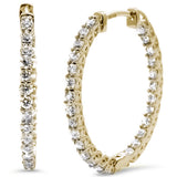 1.03ct 10k Yellow Gold Diamond Hoop Huggie Earrings