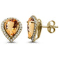 <span>GEMSTONE CLOSEOUT </span>! 3.44ct 14k Yellow Gold Pear Cut Natural Citrine & Diamond Earrings