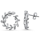 .34ct 14K White Gold Olive Leaf Round Modern Diamond Earrings