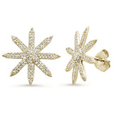 .38ct 14K Yellow Gold Starburst Modern Diamond Earrings