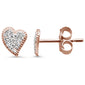 .08ct 14K Rose Gold Pave Heart Modern Diamond Earrings