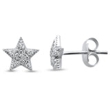 <span>DIAMOND CLOSEOUT! </span>.17ct 14KT White Gold Trendy Micro Pave Star Diamond Stud Earrings