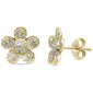 .37ct 14K Yellow Gold Modern Flower Diamond Earrings