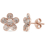 <span>DIAMOND CLOSEOUT! </span>.29ct 14K Rose Gold Modern Flower Diamond Earrings