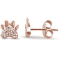 .08ct 14k Rose Gold Cute Paw Print Diamond Stud Earrings