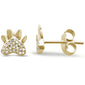 .08ct 14k Yellow Gold Cute Paw Print Diamond Stud Earrings