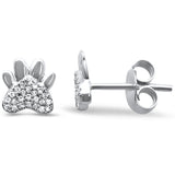 <span>DIAMOND CLOSEOUT! </span>.08ct 14k White Gold Cute Paw Print Diamond Stud Earrings