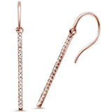 <span>DIAMOND CLOSEOUT! </span>.20ct 14K Rose Gold Diamond Drop Dangle Line Modern Earrings