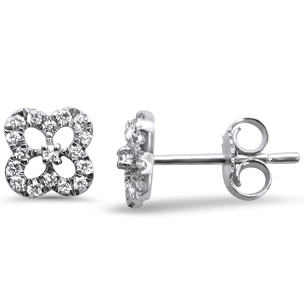 .18ct 14k White Gold Cute Clover Diamond Earrings