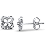 .18ct 14k White Gold Cute Clover Diamond Earrings