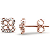 <span>DIAMOND CLOSEOUT! </span>.17ct 14K Rose Gold Cute Clover Diamond Earrings