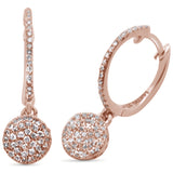 <span>DIAMOND CLOSEOUT! </span>.19ct 14K Rose Gold Round Drop Dangle Diamond Earrings