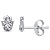 <span>DIAMOND CLOSEOUT! </span>.04ct 14K White Gold Diamond Hand of Hamsa Stud Earrings