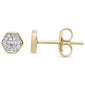 .08ct G SI 14K Yellow Gold Trendy Diamond Hexagon Shaped Earrings