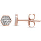 .07ct G SI 14K Rose Gold Trendy Diamond Hexagon Shaped Earrings