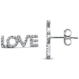 .25ct 14KT White Gold Love Script Heart Trendy Diamond Stud Earrings