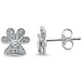 <span>DIAMOND CLOSEOUT! </span>.16ct 14KT White Gold Trendy Paw Print Diamond Stud Earrings