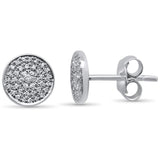 <span>DIAMOND CLOSEOUT! </span>.13ct 14KT White Gold Pave Round Circle Disc Diamond Stud Earrings