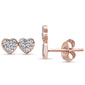 <span style="color:purple">SPECIAL!</span> .18ct 14K Rose Gold Two Hearts Diamond Stud Earrings
