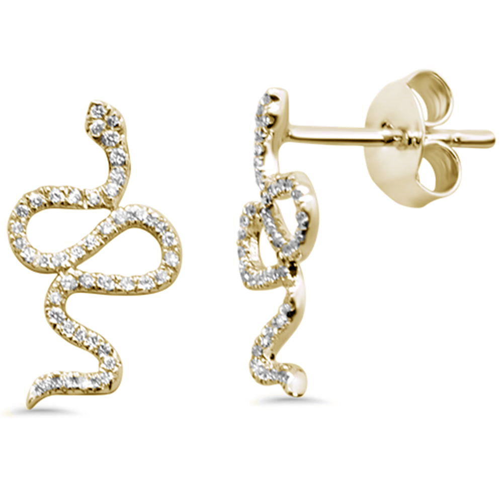 <span>¡CIERRE DE DIAMANTES! </span> Pendientes de serpiente de moda de oro amarillo de 14K con diamantes G SI de .14 ct