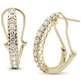.50ct F SI 14kt Yellow Gold Diamond J Hoop Huggie Earrings