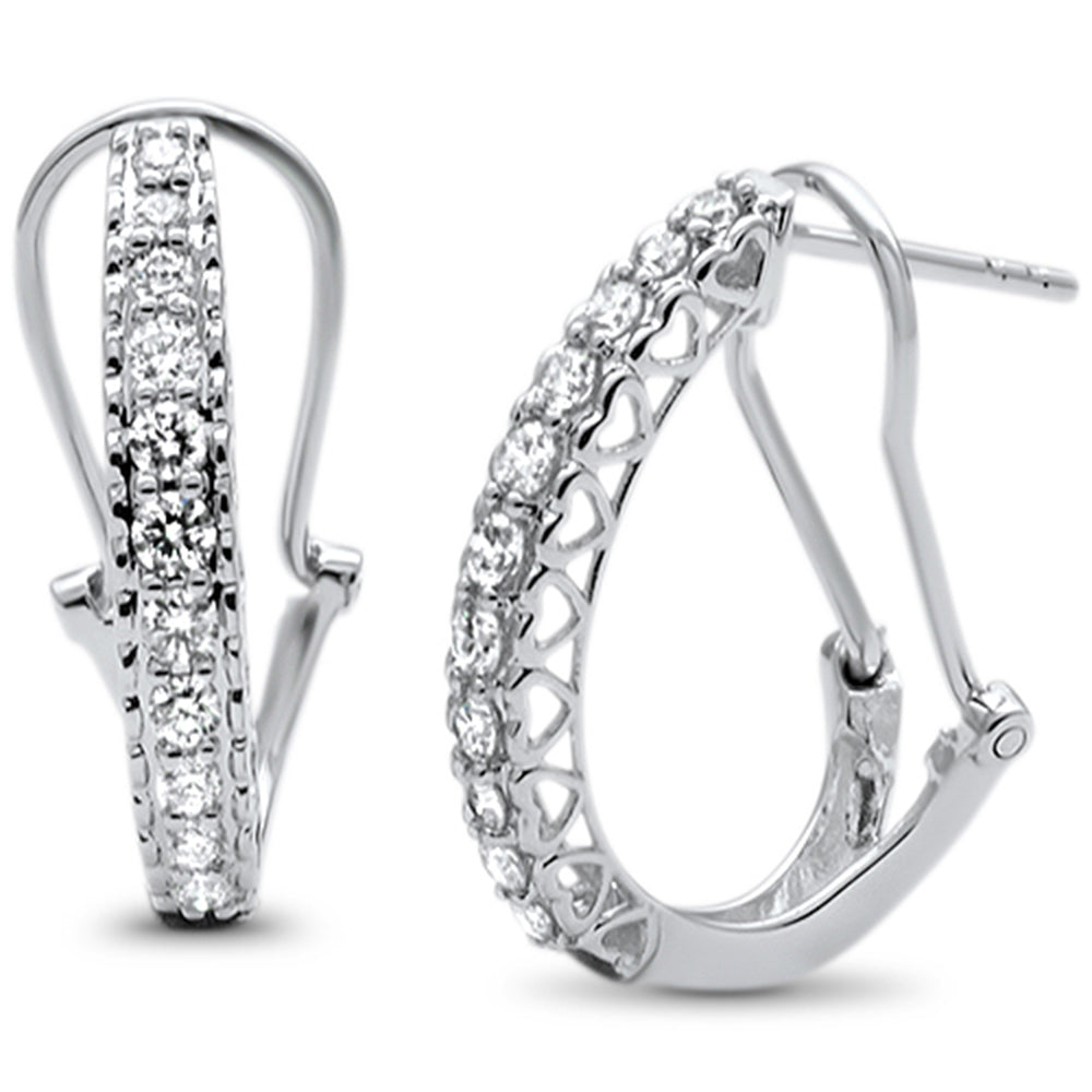 .50ct F SI 14kt White Gold Diamond J Hoop Huggie Earrings