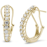 .98ct F SI 14KT Yellow Gold Diamond J Hoop Huggie Earrings